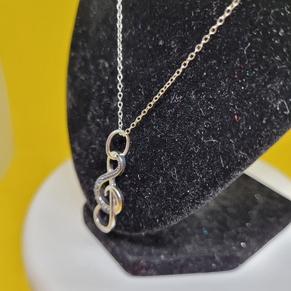 Musical Note with Blue Diamond Accent Necklace - Picture 5 of 10